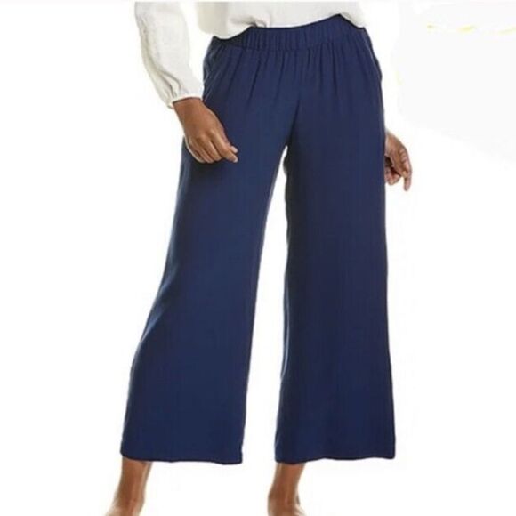 Johnny Was Calme Womens Cropped Palazzo Pants Navy XS - Picture 1 of 5